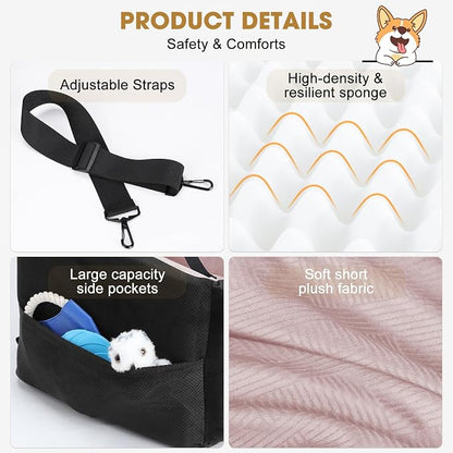 JOEJOY Dog Car Seats for Small Medium Dogs Under 35lbs, Dog Booster Seat with Detachable Washable Cover and Cushion, Memory Foam Pet Car Seat with Safety Belt and Storage Pockets (BP)