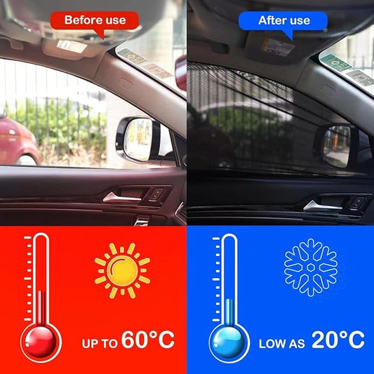 2Pack Front Car Window Screen Mesh Cover up to 40", Sunshade Anti-UV Rays, Privacy Shade Car Camping Net for Ventilation