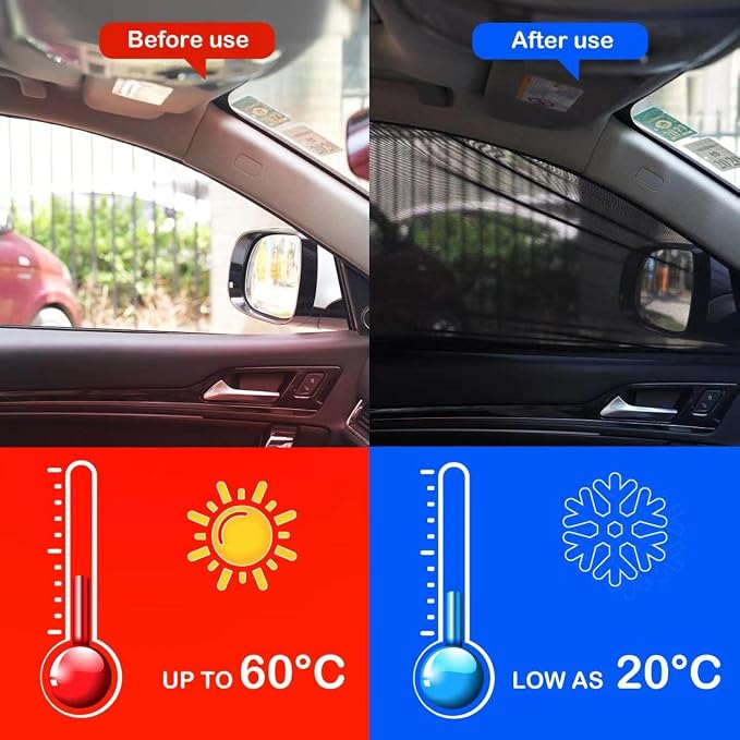 Car Front Window Screen up to 22"x42", Elastic Mesh Car Sun Shade fit for Medium and Large SUV