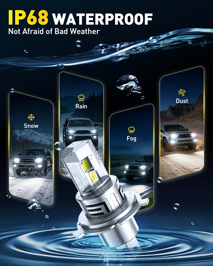AUXITO H4 9003 HB2 Bulbs, 80000LM 6500K Cool White, Super Bright 15X Halogen, Plug and Play CANbus Ready No Flicker, Pack of 2