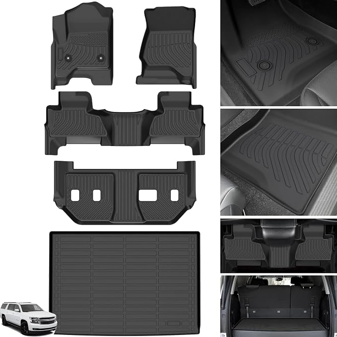 Floor Mats for 2015-2020 Chevrolet Suburban&for GMC Yukon XL (with 2nd Row Bench),7 Seats, TPE All Weather Protection Floor Liners Full Accessories for Chevy Suburban Floor Mats,Non-Slip Cargo Liner