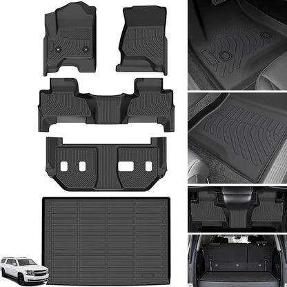 Floor Mats for 2015-2020 Chevrolet Suburban&for GMC Yukon XL (with 2nd Row Bench),7 Seats, TPE All Weather Protection Floor Liners Full Accessories for Chevy Suburban Floor Mats,Non-Slip Cargo Liner