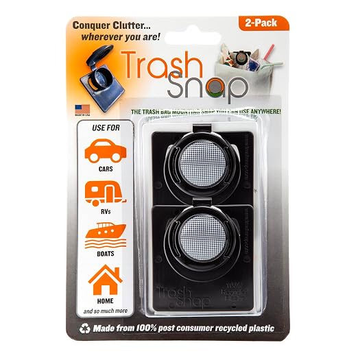 Reusable Bag Holders for Trash & Recycling | Eco-Friendly, Adhesive Clip System for Car, RV, Home, Travel, Boat | Recycled Plastic Plaid Thai - 2 Pack