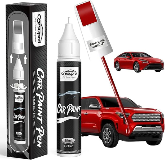 Supersonic Red(3U5(Include 2SC)) for Toyota Touch Up Paint Pen, 2 in 1 Car Scratch Remover with Pen Tip and Brush, Precise Color Match for Car Paint Scratch Repair, Quickly and Easily Fix Chips and Nicks