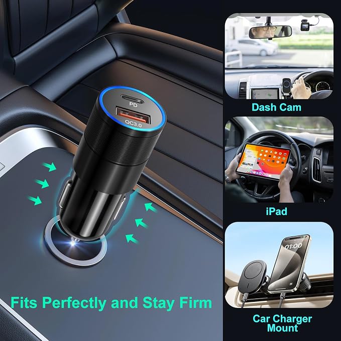 USB C Car Charger 5 Pack, Bangfun 36W Dual 12V USB C & USB A Car Charger Adapter QC+PD 3.0 Fast Charging Cigarette Lighter for iPhone 15 14 13 12 11 Pro Max,Samsung S24 S23 S22,Google Pixel, Android