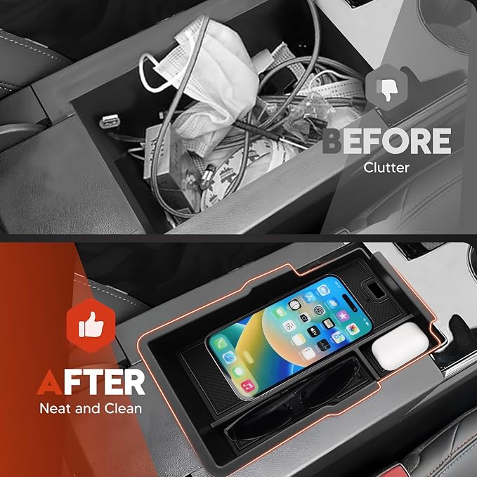 Sunsdrew 2025 Upgraded 2PCS Chevy Equinox Center Console Organizer and Lower Center Console Tray for 2025 2026 Chevrolet Equinox Interior Accessories Anti-Slip