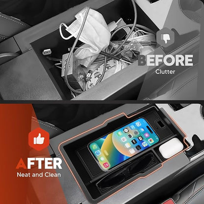 Sunsdrew 2025 Upgraded 2PCS Chevy Equinox Center Console Organizer and Lower Center Console Tray for 2025 2026 Chevrolet Equinox Interior Accessories Anti-Slip