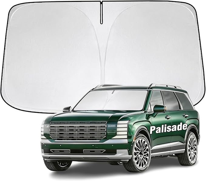 Windshield Sunshade for Hyundai Palisade 2020-2026 Sun Shade 300T Windshield Cover Protector Blocks UV Rays Custom Fit Palisade Front Window Shades Windshield Accessories Keep Cool Foldable