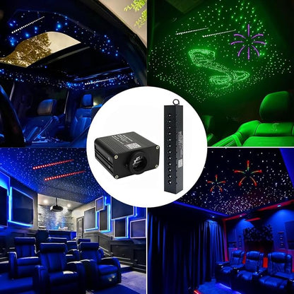 AZIMOM 16W Twinkle & Sound Activate 600pcs*0.03in*13.1ft Fiber Optic Starlight Headliner Kits+RGB Meteor Shooting Star,APP& Remote Control Light Engine End Glow Fiber Strands Home Car Ceiling Décor