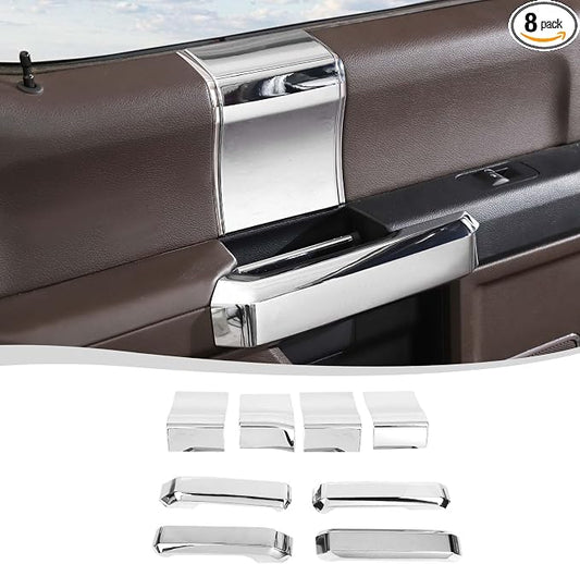 Voodonala for F150 2015-2020 Interior Door Handle Cover with Door Panel Cover Compatible with Ford F-150 2015-2020, F150 Interior Accessories 8Pcs(ABS,Chrome)