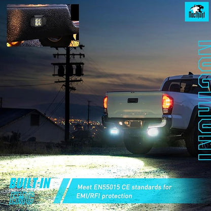 Nilight Flush Mount LED Pod Lights 2 PCS 4.7 Inch 4LED Flood Beam Backup Reverse Offroad Driving Bumper Work Grill Light for Truck ATV UTV