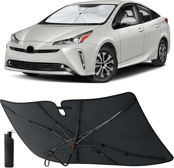 EcoNour Umbrella Foldable Windshield Sun Shade Fit for 2016-2020 2021 2022 Toyota Prius Hatchback Sunshade, Front Car Window Shades Sun Visor, UV Protection, Heat Blocker, Car Accessories