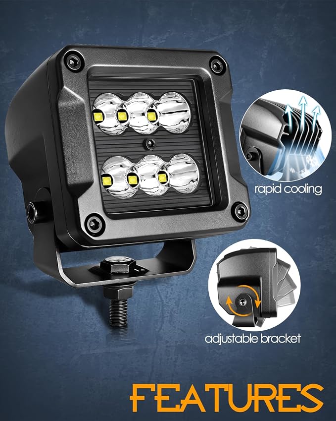 LED Pod Lights, Nirider 2PCS 120W 3 Inch CREE Fog Lights LED Cube Light Off Road Light Pods Spot Light Bars for Truck Car SXS UTV ATV Tractor Boat