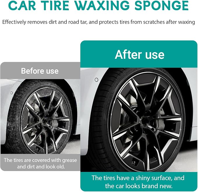 2 PCS Tire Shine Applicator Pad,Hex Grip Tire Dressing Applicator Polishing Sponges Pads,Reusable Tire Shine Sponge Wave,Tire Shine Brush,Car Detailing Sponge for Auto Polishing Cleaning Waxing