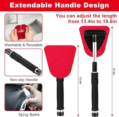 Windshield Cleaner Tool, 17Pcs Red Car Interior Cleaning Kit, Car Detailing Kit Interior Cleaner, Car Detailing Brushes, Car Cleaning Gel, Inside Cleaning Supplies Accessories for Women Girls