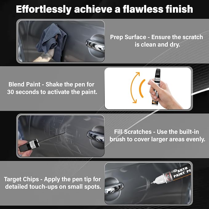 Touch Up Paint for Cars, 3-Pack - Grey Car Scratch Repair Pen, Color Accurate Automotive Touch Up Paint, Long-Lasting Scratch Resistance, Fast-Drying & User-Friendly, Safe & Water-Resistant for Automotive & Household Touch-Ups