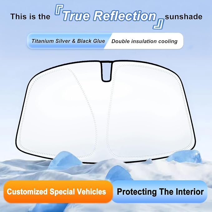 Windshield Sun Shade for 2018-2022 Honda Accord, 310T Thick Polyester Full Coverage Sun Visor, Foldable Heat Block UV Protection