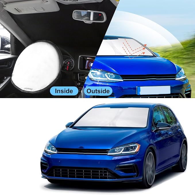 TINGLU Sun Shade for Volkswagen Golf GTI e-Golf VW Golf R 4 Door Hatchback 2015-2021 Accessories Windshield Sun Shade Window Shade UV Rays Protection Sun Visor Cover