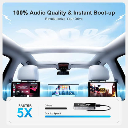 AI Box CarPlay, 3-in-1 Wireless CarPlay Adapter & Android Auto for OEM Wired Cars, Built-in Netflix/YouTube for Streaming, 5.8GHz WiFi, Convert Wired to Wireless, Plug & Play （4GB RAM+32GB ROM）
