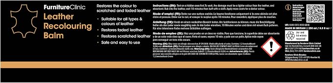 Furniture Clinic Leather Complete Restoration Kit | with Leather Recoloring Balm, Cleaner, 2-in-1 Protection Cream & Conditioner, Sponge, and Cloth | Repair Kit for Furniture (Red)
