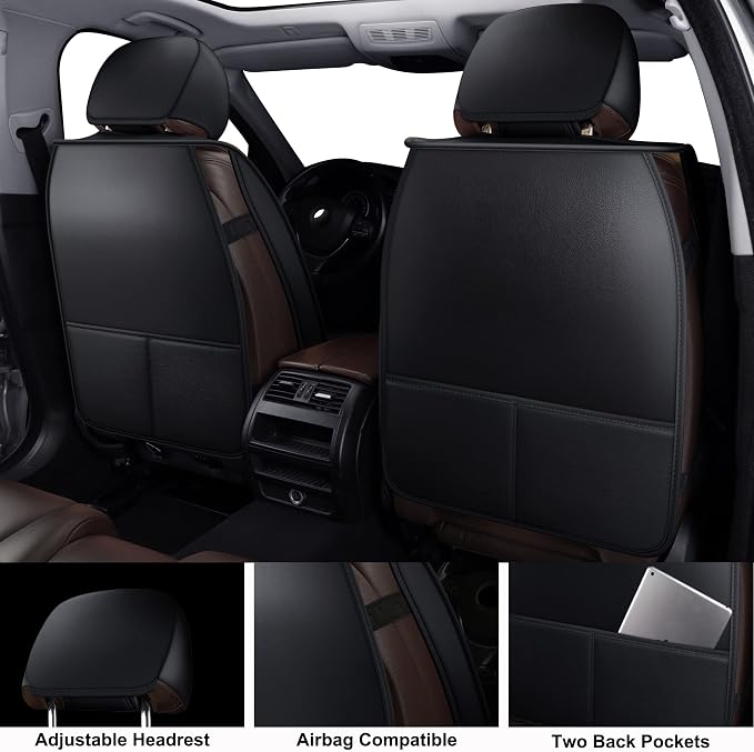 MIROZO Seat Covers Full Set,Car Seat Covers Black Car Seat Protector Waterproof Automotive Seat Covers Front and Back Fit for Most Sedan, Truck and SUV
