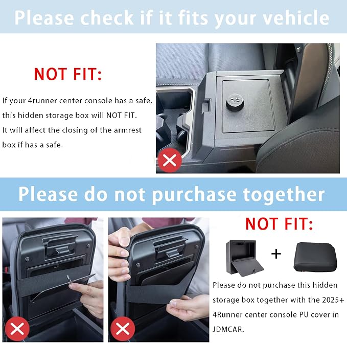 JDMCAR 2PCS Hidden Storage Box and Glove Box Organizer Compatible with 2025 2026 Toyota 4Runner Accessories