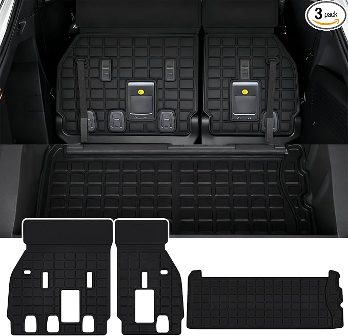 Cargo Mat with Backrest Protection for 2021-2025 2026 Toyota Sienna, TPE All Weather Protection Cargo Liner with Velcro Rear Seats Backrest car Accessories-Black