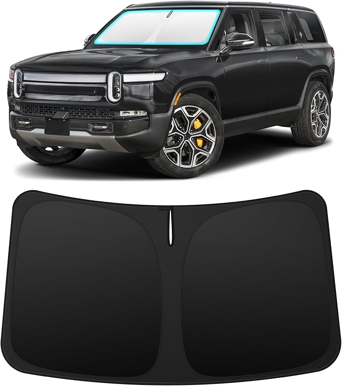 INSAUTO Custom Fit Windshield Sun Shade Accessories for Rivian R1S 2022-2026, Foldable Front Window Sunshade, UV & Heat Reflector, Keeps Interior Cool, Includes Storage Bag