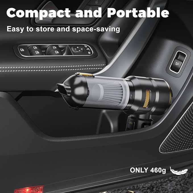 23000PA Portable Cordless Car Vacuum Cleaner,with Digital Display and 3-Speed Suction,Mini Handheld Vacuum for Car,LED Light,One-Touch Dust Emptying,Multiple Functions and Fast Charging
