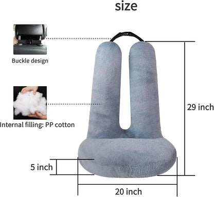 FHSGGP Travel Pillow Car Travel Sleep Support Pillow | 2-in-1 Lap Pillow and Car Pillow With Neck and Body Support for Adults and Kids on Long Trips Kids Travel Pillow Gray