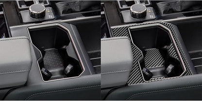 NVCNX Real Premium Carbon Fiber for Toyota Tundra 2022-2026 2023 2024 2025 SR5/Limited/TRD PRO/SR Center Console Cup Holder Panel Insert Mat Cover Interior Trim Accessories Overlay Sticker Decal 4PCs
