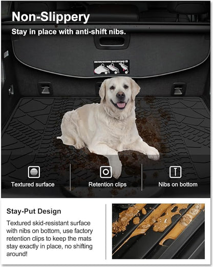KIWI MASTER Cargo Mat for 2014-2023 Jeep Cherokee, Custom Fit All Weather Rear Cargo Liner, Heavy Duty TPE Tray Trunk Mat, Black
