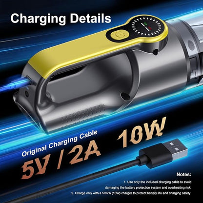 18000Pa Cordless Handheld Car Vacuum Cleaner – 35-Min Runtime, LED Light & LCD Screen, 2-in-1 Blower Function – Lightweight 1.1lb Portable Vacuum for Pet Hair, Home & Car Interior (Gold)