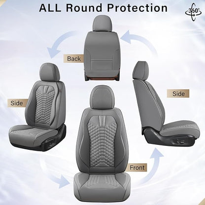 Coverado Car Seat Covers, Front Seat Cover, 2 Pack Waterproof Nappa Leather Seat Covers for Cars, Car Seat Protectors, Driver Seat Cover, Automotive Seat Covers Universal Fit for Most Cars, Gray