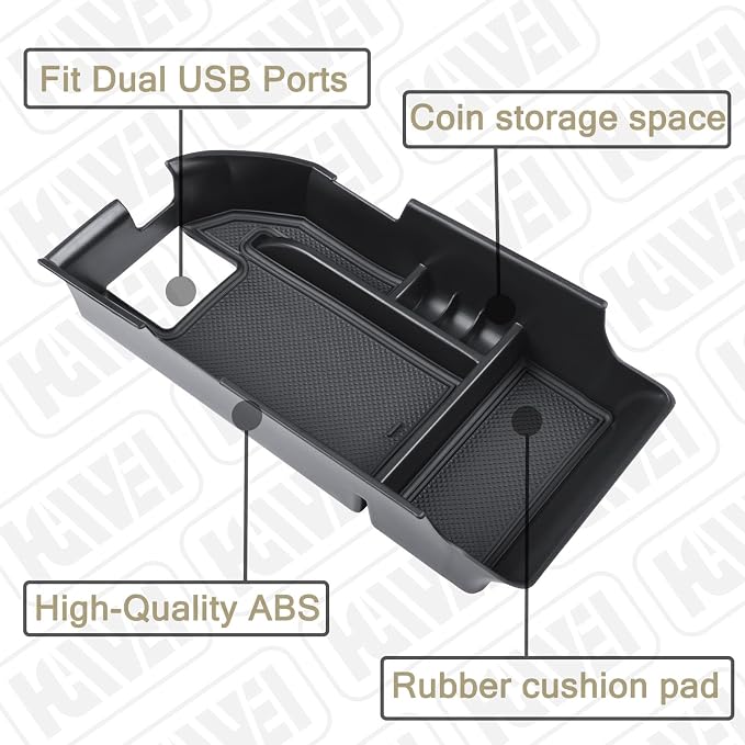 HGWEI Center Console Organizer Compatible with Toyota Camry XLE XSE 2018-2023 2024 and Camry LE SE 2020 2021 2022 2023 2024, Armrest Insert Tray Accessories Storage Box, Fit 2 USB Ports, Black Trim