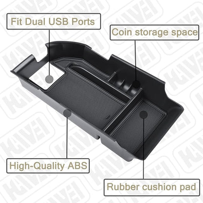 HGWEI Center Console Organizer Compatible with Toyota Camry XLE XSE 2018-2023 2024 and Camry LE SE 2020 2021 2022 2023 2024, Armrest Insert Tray Accessories Storage Box, Fit 2 USB Ports, Black Trim