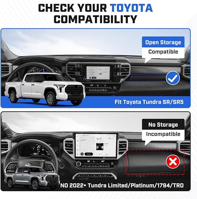 Autorder Center Console Organizer Tray for 2022-2025 2026 Toyota Tundra SR SR5 Accessories - Passenger Storage Organizer Mat,Glove Box Storage Organizer Tray - Silicone Black