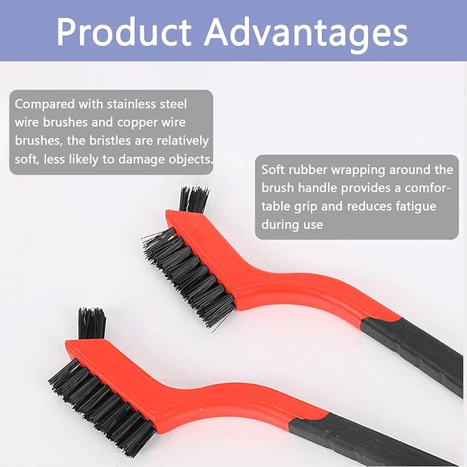 Nylon Cleaning Brushes with Ergonomic Handle for Tight Spaces, Auto Detailing Brush Set for Cleaning Dust in Holes(3 Pack)