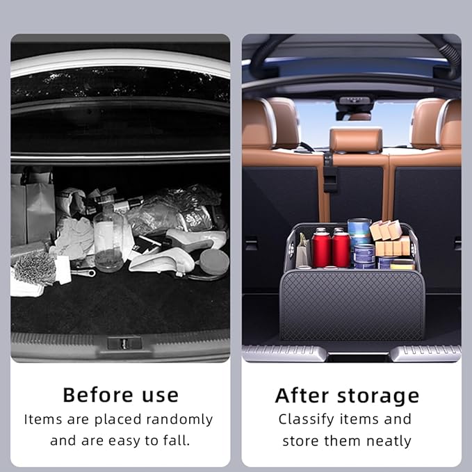 Car Trunk Organizer and Car Storage,Collapsible Multi-Compartment Car Organizers, Waterproof Foldable Luggage Bag with 4 Pockets，Suitable for Any Car