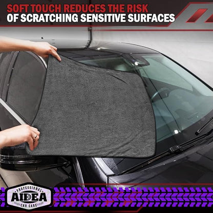 AIDEA Microfiber Towels for Cars-4PK, Large Professional Car Drying Towel, Scratch-Free & Absorbent Drying Towel for Cars, SUVs, RVs, Trucks, and Boats, 24inx 31in, Grey