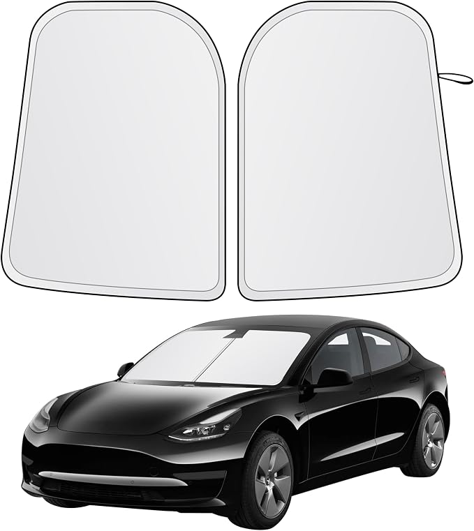 EcoNour Tesla Windshield Sun Shade for Model 3/Y 2017-2026, Foldable Front Window Sunshade Heat & UV Blocker for Tesla Interior Accessories