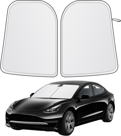 EcoNour Tesla Windshield Sun Shade for Model 3/Y 2017-2026, Foldable Front Window Sunshade Heat & UV Blocker for Tesla Interior Accessories