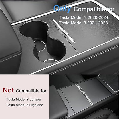 Farmogo Center Console Wrap Kit Matte Black Console Cover Interior Decoration Wrap Kit Compatible with Tesla 2021-2025 Model Y & 2021-2023 Model 3 Accessories (Black)