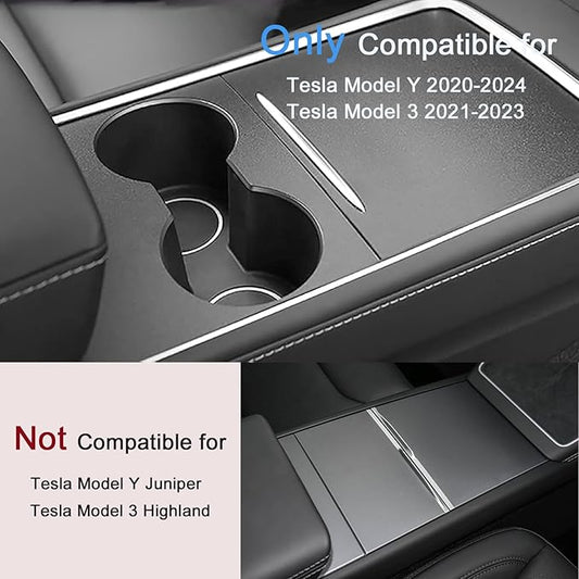 Farmogo Center Console Wrap Kit Matte Black Console Cover Interior Decoration Wrap Kit Compatible with Tesla 2021-2025 Model Y & 2021-2023 Model 3 Accessories (Black)