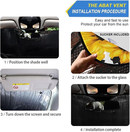 Cars Front Sun Shade Windshield,Foldable Reflective Sun Visor Sunflower Cow Print Pattern Windshield Sunshade Cover,Blocks UV Ray Sun Protect Interior Keep Cool,53" x 23.5 "