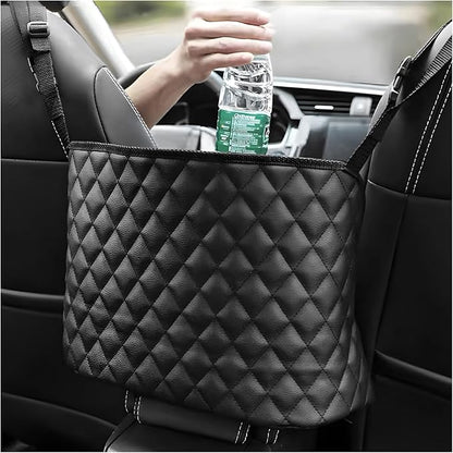 Car Net Pocket Handbag Holder, Large Capacity Automotive Purse Holder Organizer Between Two Seats, Leather Seat Storage Holders Barrier of Backseat Pet Kids, Car Accessories