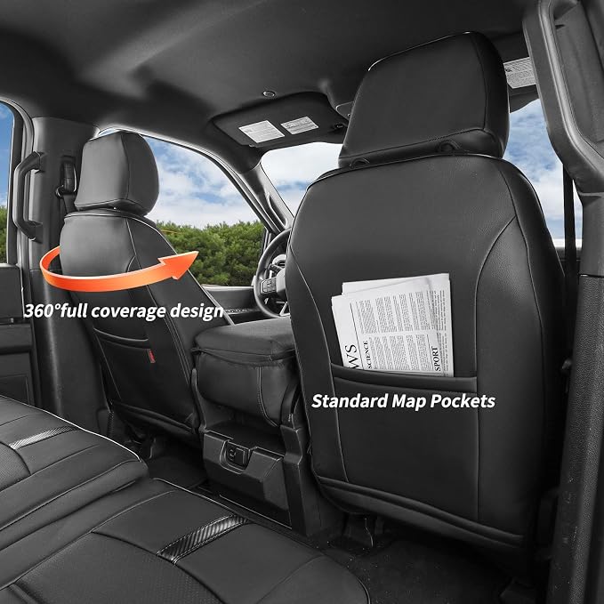 coverdream Tacoma Seat Covers Custom Fit for 2016-2023 Toyota Tacoma Access Cab/Xtra Cab SR SR5,Fully Covered Faux Leather Seat Protector-Full Set(Black/Gray)
