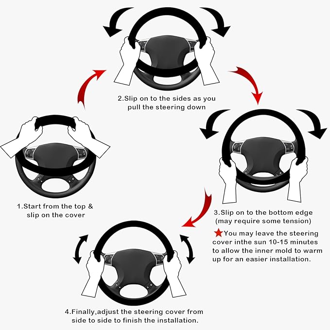 White Embroidery Butterfly Car Steering Wheel Cover,14.5-15 Inch Universal Leather Covers Breathable Anti-Slip Odorless Steering Wheels Accessories for Men Women