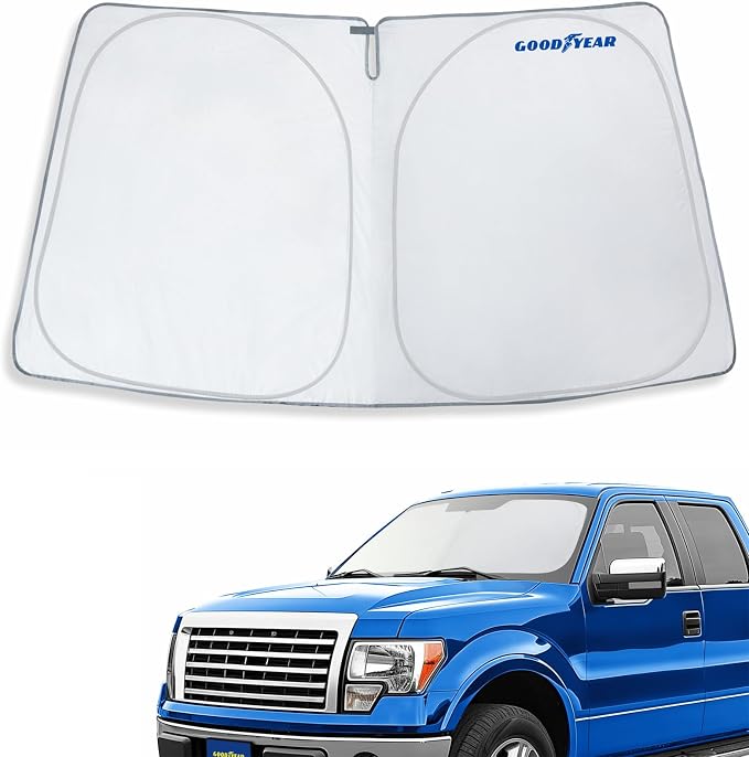 Goodyear Foldable Windshield Sunshade for Ford F150 2009-2014, Truck car Accessories, Sunshade Cover, Sun Shade Car Windshield, Window Sun Blocker - GY008225