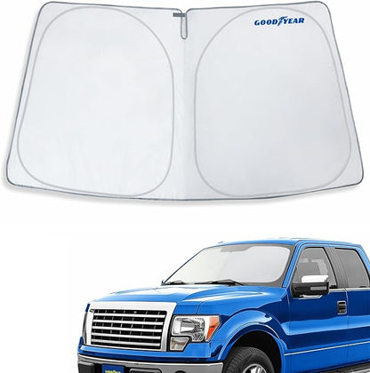 Goodyear Foldable Windshield Sunshade for Ford F150 2009-2014, Truck car Accessories, Sunshade Cover, Sun Shade Car Windshield, Window Sun Blocker - GY008225